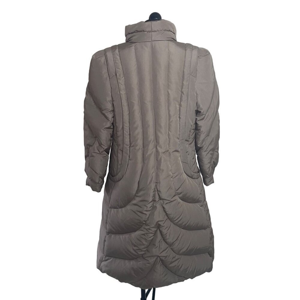 Gallery Vintage 1980s Womens Coat Size Large Tan Down Puffer Full Zip Pockets - Picture 2 of 8